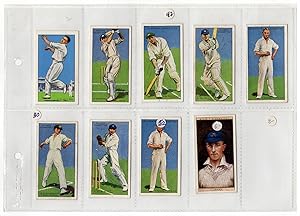 Set of 9 Vintage Cricket Trading Cards: 8 Player's Cigarettes "Cricketers 1930" Series Cricket Tr...