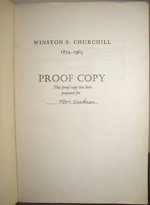 Winston S. Churchill, The Official Biography, Volume I, Youth 1874-1900, PROOF COPY