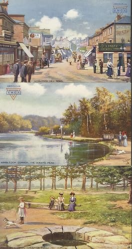 Wimbledon, Six of Tuck's Post Cards, with American YMCA overstamp