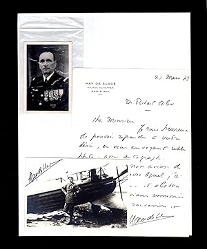 Henri Hay de Slade / World War I French Fighter Ace: ALS and 2 Autographed Vintage Photographs