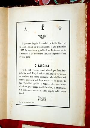 PASSERINI E A. BORRI DI GROSSETO EBBERO IN BUONCONVENTO IL 25 SETT. 1860 LO SPERANZOSO GAUDIO D' ...