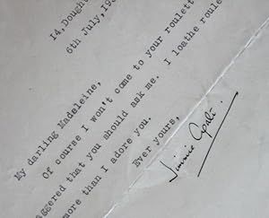 Typed letter signed ("Jimmie Agate") to "My darling Madeleine", 1935