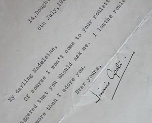 Typed letter signed ("Jimmie Agate") to "My darling Madeleine", 1935