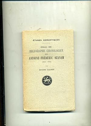 ESSAI DE BIBLIOGRAPHIE CHRONOLOGIQUE SUR ANTOINE-FREDERIC OZANAM (1813-1853).