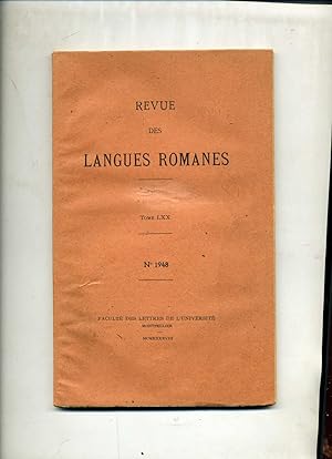 REVUE DES LANGUES ROMANES .Tome LXX, .N° 1948