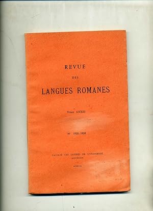 REVUE DES LANGUES ROMANES . Tome LXXIII, N°1958-1959