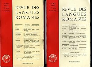 REVUE DES LANGUES ROMANES .Tome LXXX, N° 1972 . 1er et 2me fascicules.