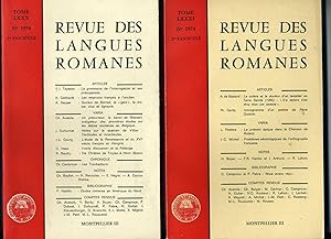REVUE DES LANGUES ROMANES . Tome LXXX, N°1974 . 1er et 2me fascicules.