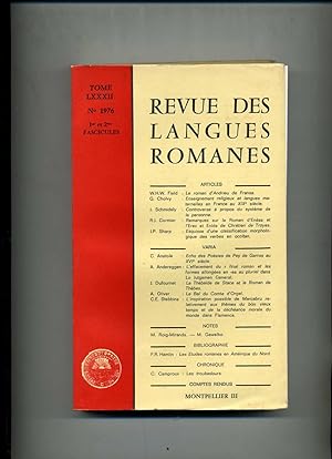 REVUE DES LANGUES ROMANES .Tome LXXXII, N° 1976 .1er et 2me fascicule. ( en 1 volume )