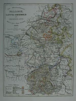 Die Fürstenthümer: Waldeck, Lippe-Detmold und Schauenburg-Lippe. Grenzkolorierte Stahlstich-Karte...