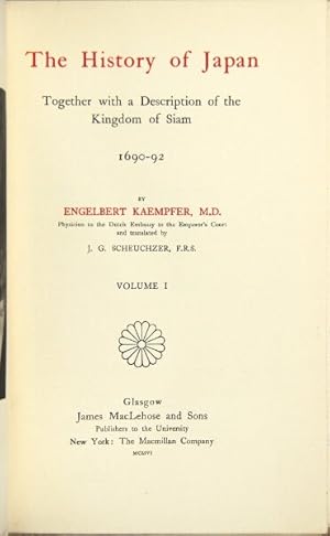 The history of Japan together with a description of the kingdom of Siam 1690-92