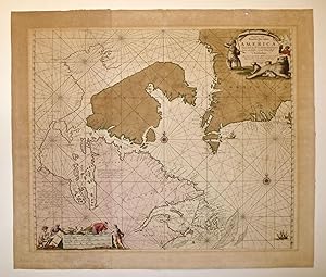 Pascaarte vande Noorder Zee custen van America Vande West-hoeck van Ysland doorde Straet Davis en...