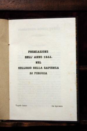 PREMIAZIONE DELL'ANNO 1844 NEL COLLEGIO DELLA SAPIENZA DI PERUGIA