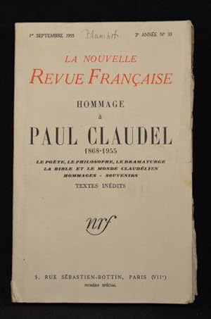 Hommage à Paul Claudel 1868-1955 - In la Nrf N°33 de la 3ème année
