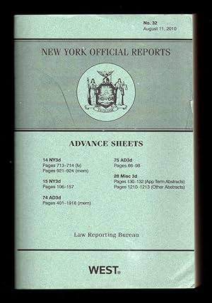 New York Official Reports Advance Sheets No. 32 August 11, 2010