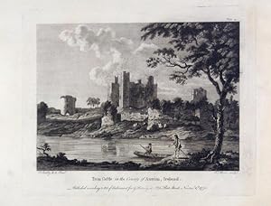 Original Antique Engraving Illustrating a View of Trim Castle in the County of Antrim, Ireland. B...