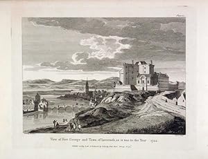 Original Antique Engraving Illustrating a View of Fort George and the Town of Inverness as it Was...