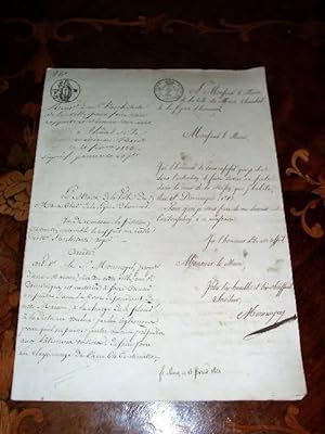 Manuscrit signé Monnoyer 1823 - Adressé au maire de la ville du MANS au sujet de faire un puit da...