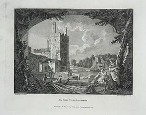 Original Antique Engraving Illustrating a View of the Eagle Tower, Caernarvon. By Paul Sandby. Ti...