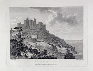 Original Antique Engraving Illustrating a View of Harlech Castle in Merioneth-Shire. By Paul Sand...