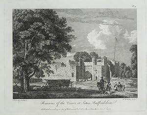 Original Antique Engraving Illustrating a View of the Remains of the Tower, at Luton, in Bedfords...