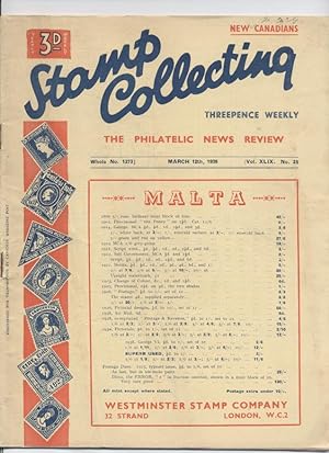 Stamp Collecting: The Philatelic News Review, Vol. XLIX, No. 25, Whole Number 1273, March 12, 1938