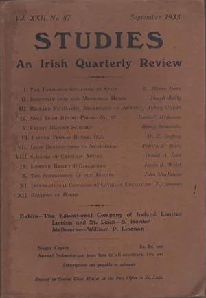 Studies. An Irish Quarterly Review, Vol. XXII No. 87 September 1933
