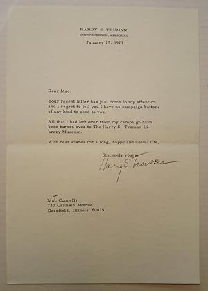 Typed Letter Signed with one Handwritten Correction