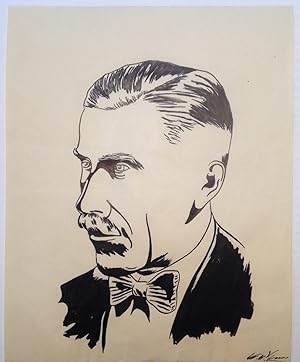 Signed Original Pen-and-Ink Drawing of Franz von Pappen
