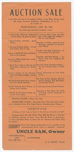 An Anti-FDR Broadside Offering a Government Auction of New Deal Tenets