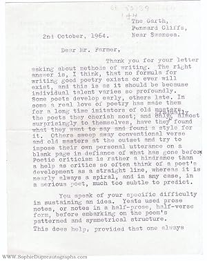 Fine group of 4 Typed Letters Signed to A.R.W. Farmer (of Poole, Dorset), (Vernon, 1906-1967, Wel...