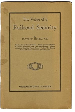 [1929 Stock Market Crash] The Value of a Railroad Security