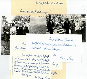Konvolut von einem eigenh. Brief m. Unterschrift (2 SS. 4to; mit 3 beiliegenden Photographien; in...