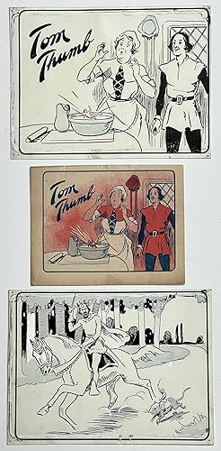 The HISTORY Of TOM THUMB With PRE-PRODUCTION ILLUSTRATION CARDS. Walker Toy Book