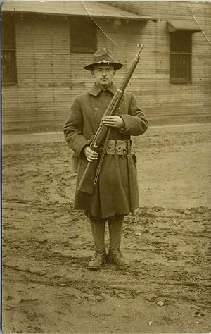 [Arthur Finley]. Postcard of this WWI soldier, at Fort Sherman, Chillicothe, Ohio