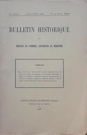 BULLETIN HISTORIQUE DU DIOCÈSE DE PAMIERS, COUSERANS ET MIREPOIX Nouvelle Série 11e Anneé N° 29 J...