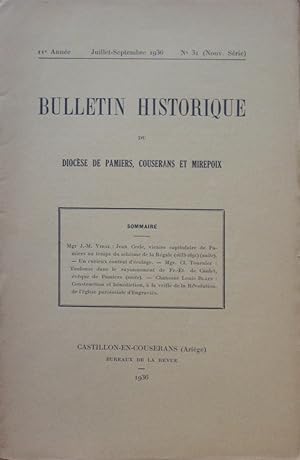 BULLETIN HISTORIQUE DU DIOCÈSE DE PAMIERS, COUSERANS ET MIREPOIX Nouvelle Série 11e Anneé N° 31 J...