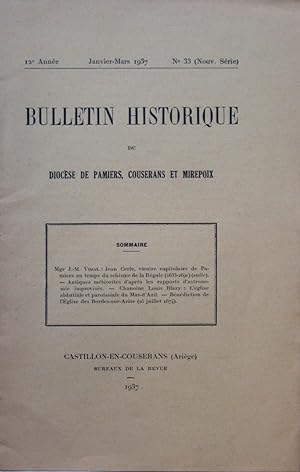 BULLETIN HISTORIQUE DU DIOCÈSE DE PAMIERS, COUSERANS ET MIREPOIX Nouvelle Série 12e Anneé N° 33 J...