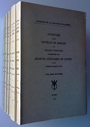 Inventaire des contrats de mariage du régime français conservés aux archives judiciaires de Québe...