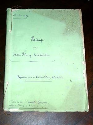 Document manuscrit de partage de Messieurs Alexis Théodore et Alexandre Gustave FLEURY de la CAIL...