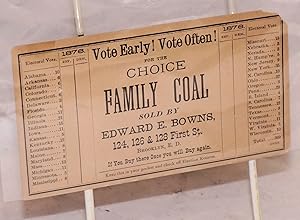 Vote early! Vote often! for the Choice Family Coal sold by Edward E. Bowns. [advertising card wit...