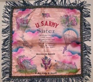 Silk WWII pillow cover souvenir from a US Soldier "Somewhere in Australia"