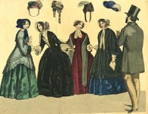Fashion print of women & a man from the 1860's