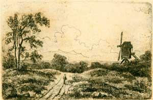 Dutch landscape with Windmill.