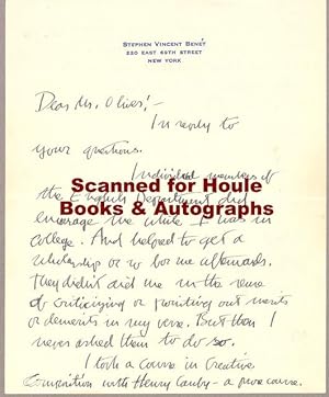 Autograph Letter Boldly Signed (Advice to a Young Writer)