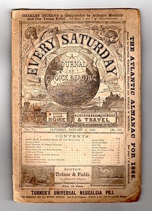 Every Saturday / Volume V, No.105, January 4, 1868 / original Wraps. Foul Play; Billy Buttons; Fa...