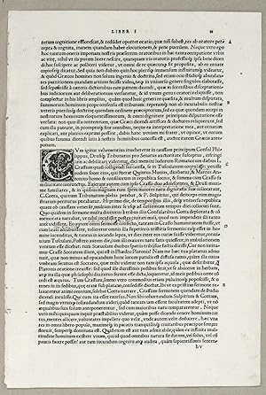 Incunabule Leaf from Ciceronis Orationes, diligetius recognite, et aptiore serie reposite .
