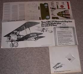 SOPWITH CAMEL F.I. - Punchout Paper Airplane MODEL - CBS TV 43 Station Full Network or 12 Station...