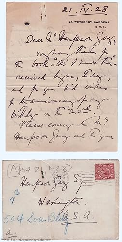 Autograph Letter Signed 'Allenby' to Hampson GARY, (Edmund, Viscount, 1861-1936, Field Marshal, H...