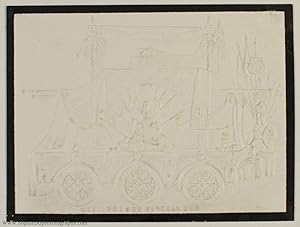 Fine Blind-Embossed Card depicting his famous Funeral Car, (Arthur Wellesley, Duke of, 1769-1852,...
